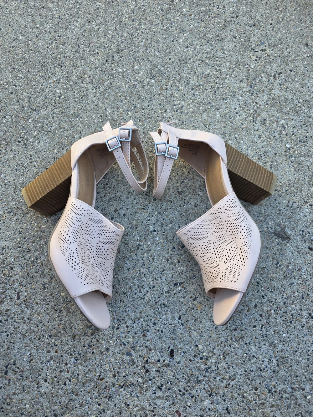 Maurices Light Blush Perforated Ankle Strap Sandals Women 9